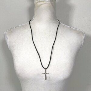 Vintage 80s 925 Sterling Silver Cross Necklace